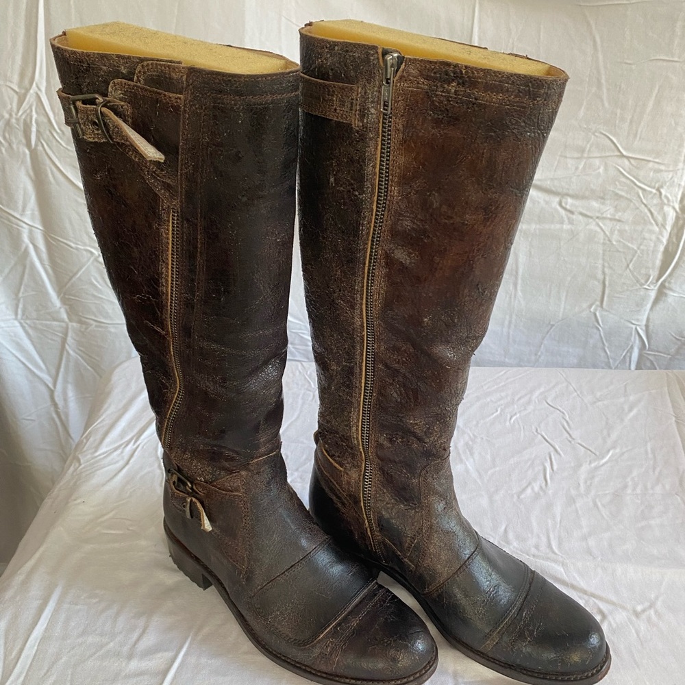 Sendra- Brown Distressed Tall Boot- Generouse fit-Size 7 1/2 - 37.5
